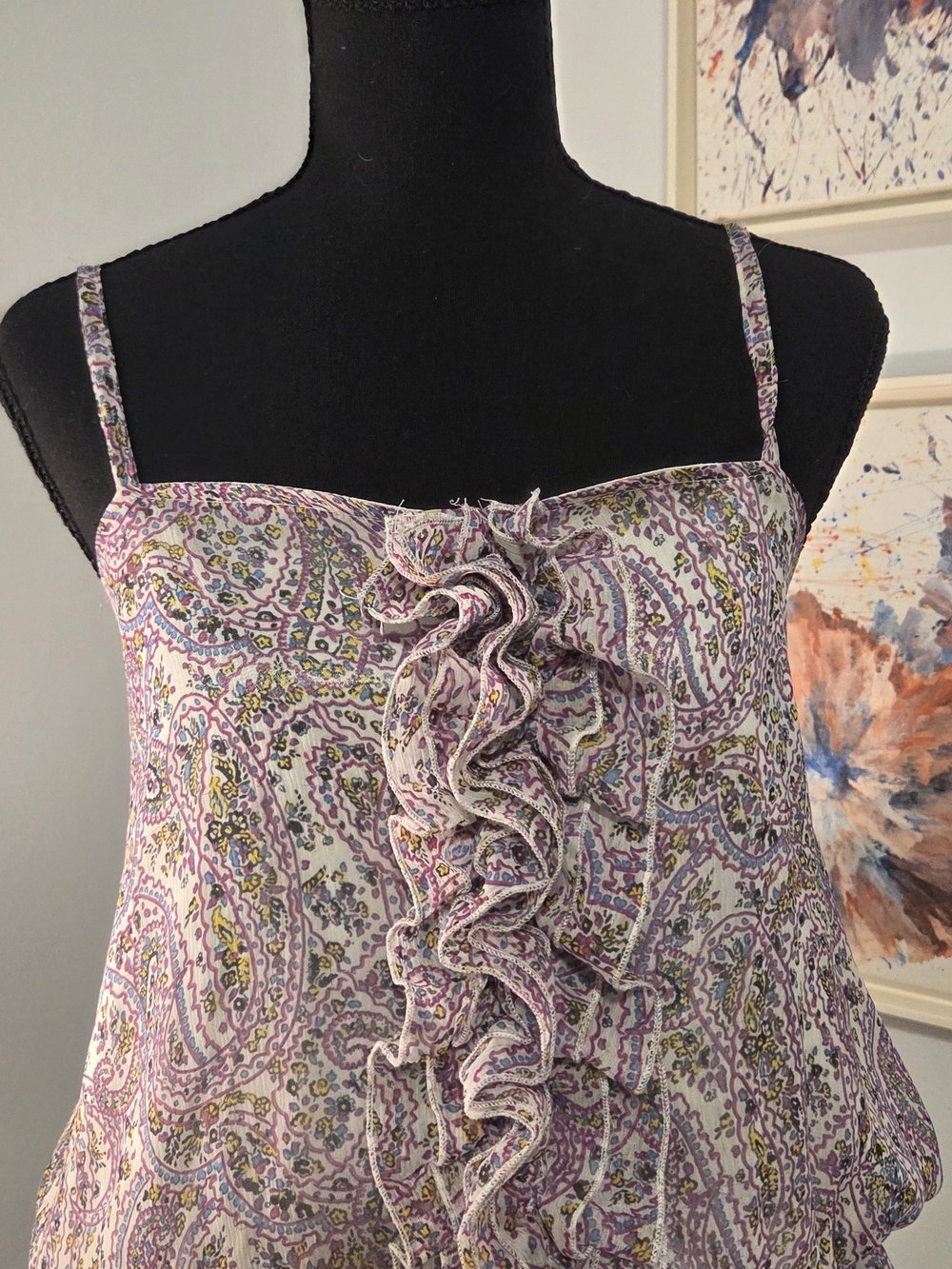 Morgan de Toi Pink Paisley Ruffle Mini Dress